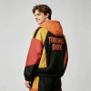 DTG Print Color Block Patchwork Hooded Jacket | Anime Dinosaur Graphic Windbreaker | Streetwear Manufacturer