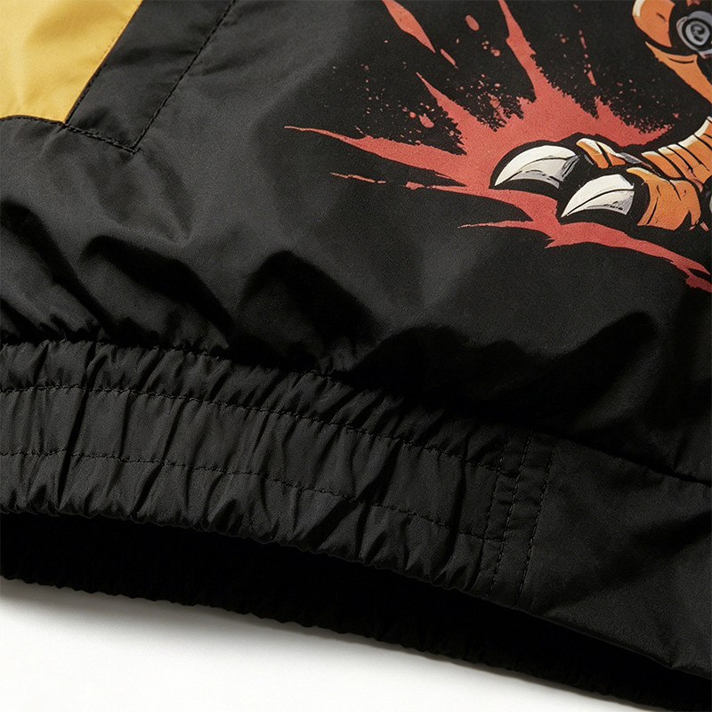 DTG Print Color Block Patchwork Hooded Jacket