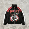 Patchwork Anime Graphic Screen Print Windbreaker | Color Block Streetwear Zip Up Jacket | Custom Streetwear