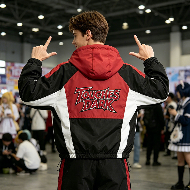Patchwork Screen Print Applique Anime Girl Jacket