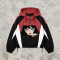 Patchwork Screen Print Applique Anime Girl Jacket | Color Block Hooded Half Zip Jacket | OEM Streetwear