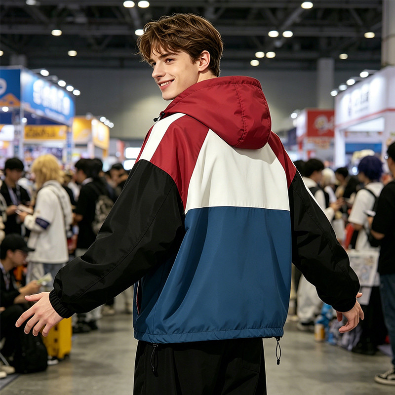 Patchwork Screen Print Applique Anime Girl Jacket