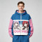 DTG Screen Print Color Block Patchwork Anime Hooded Jacket | Two-Side Reversible Cartoon Streetwear | Custom Streetwear