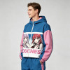 DTG Screen Print Color Block Patchwork Anime Hooded Jacket | Two-Side Reversible Cartoon Streetwear | Custom Streetwear