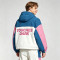 DTG Screen Print Color Block Patchwork Anime Hooded Jacket | Two-Side Reversible Cartoon Streetwear | Custom Streetwear