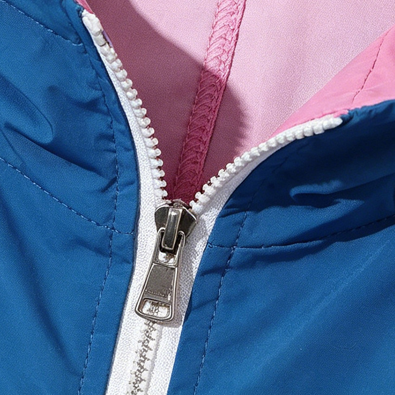 DTG Screen Print Color Block Patchwork Anime Hooded Jacket
