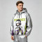 Patchwork Color Block Screen Print Anime Jacket | Metallic Silver Hooded Jacket | OEM Streetwear