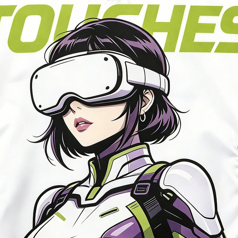 Patchwork Color Block Screen Print Anime Jacket 