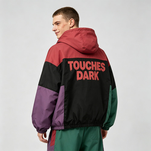 Screen Print DTG Patchwork Color Block Anime Jacket | Anime Harajuku Style | Custom Streetwear Manufacturer
