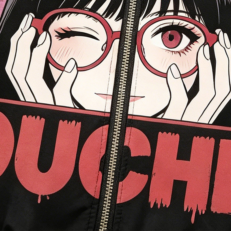 Screen Print DTG Patchwork Color Block Anime Jacket