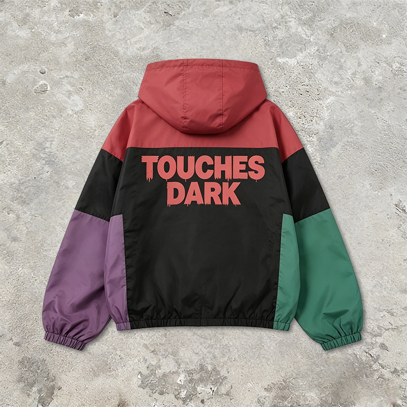 Screen Print DTG Patchwork Color Block Anime Jacket