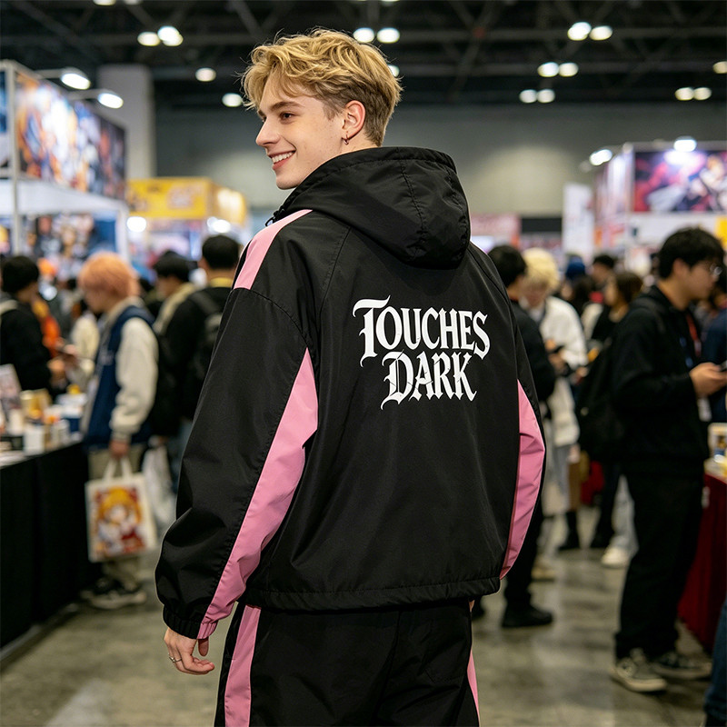 Screen Print Color Block Patchwork Anime Jacket