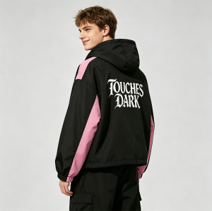 Screen Print Color Block Patchwork Anime Jacket | Hooded Zip Up Streetwear Jacket | Custom Streetwear