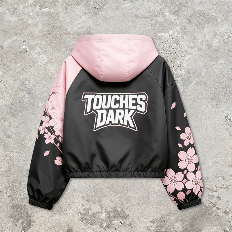 Screen Patchwork DTG Print Anime Cropped Hooded Jacket