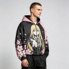 Screen Patchwork DTG Print Anime Cropped Hooded Jacket | Cherry Blossom Streetwear | Streetwear Manufacturer