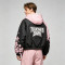 Screen Patchwork DTG Print Anime Cropped Hooded Jacket | Cherry Blossom Streetwear | Streetwear Manufacturer