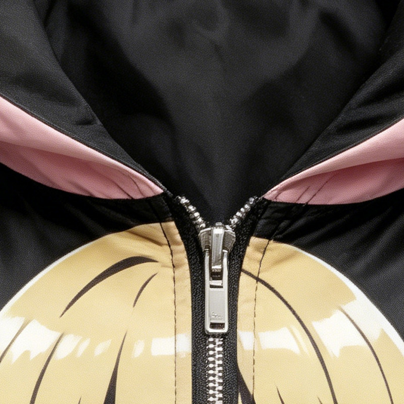 Screen Patchwork DTG Print Anime Cropped Hooded Jacket