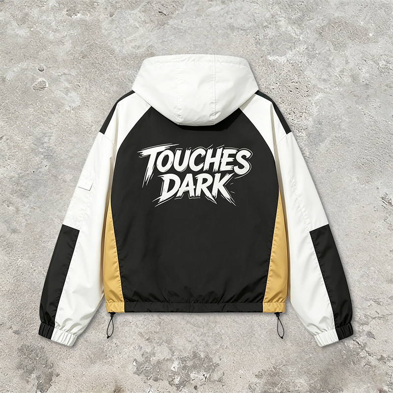 Screen Patchwork DTG Print Anime Cropped Hooded Jacket