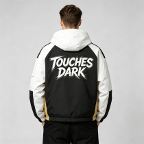 Screen Print Patchwork Anime Graphic Hooded Jacket | Color Block Streetwear Jacket | Custom Streetwear