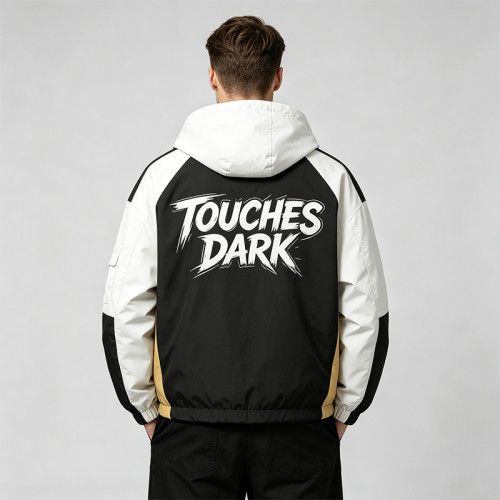 Screen Print Patchwork Anime Graphic Hooded Jacket | Color Block Streetwear Jacket | Custom Streetwear