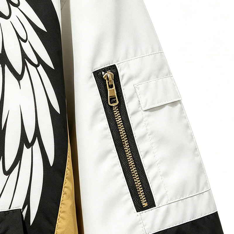 Screen Patchwork DTG Print Anime Cropped Hooded Jacket