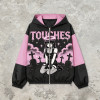 Screen Print Color Block Patchwork Anime Jacket | Gothic Cartoon Hooded Windbreaker | Custom Streetwear