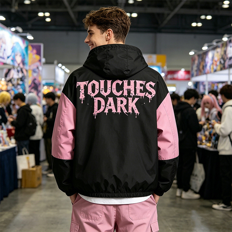 Screen Print Color Block Patchwork Anime Jacket