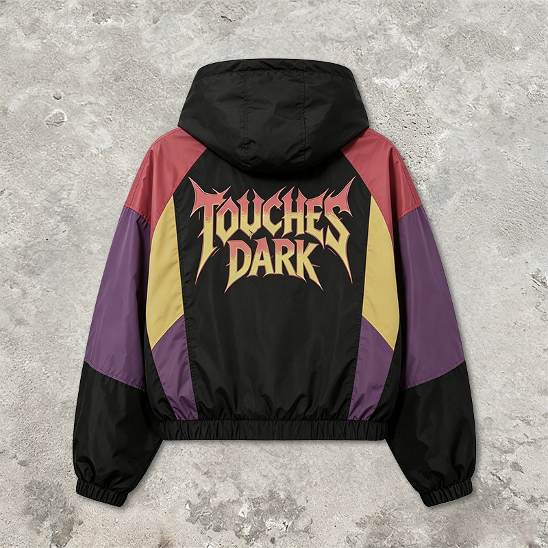 Patchwork Color Block Screen Anime Print Jacket