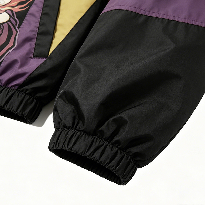 Patchwork Color Block Screen Anime Print Jacket