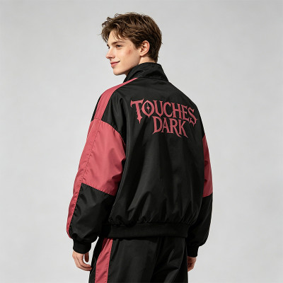 Screen Print Color Block Patchwork Anime Jacket | Gothic Cartoon Zip Up Jacket | Custom Streetwear