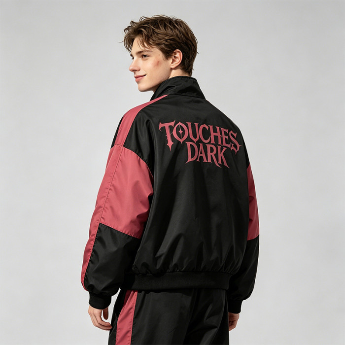 Screen Print Color Block Patchwork Anime Jacket | Gothic Cartoon Zip Up Jacket | Custom Streetwear