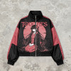 Screen Print Color Block Patchwork Anime Jacket | Gothic Cartoon Zip Up Jacket | Custom Streetwear