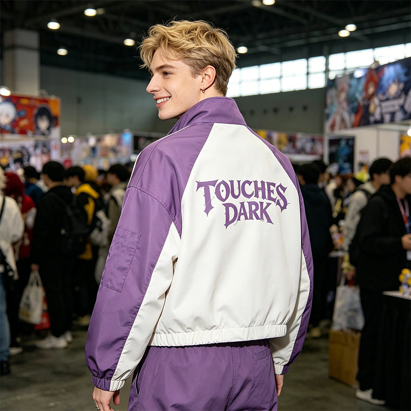 Screen Print Color Block Patchwork Anime Jacket
