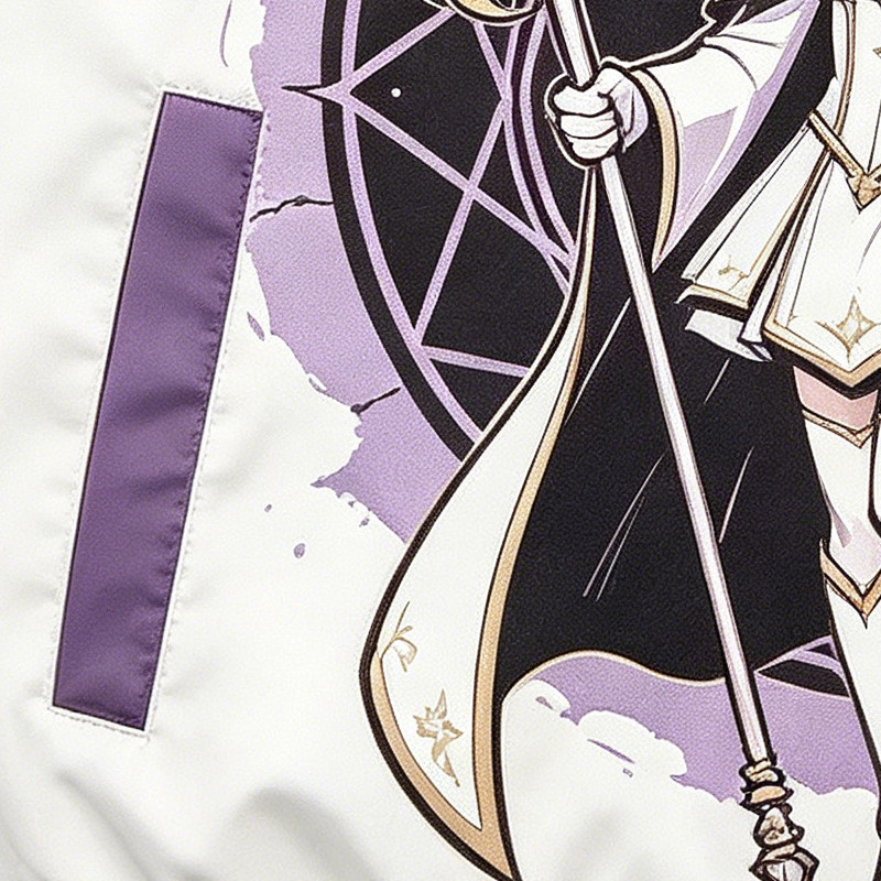 Screen Print Color Block Patchwork Anime Jacket
