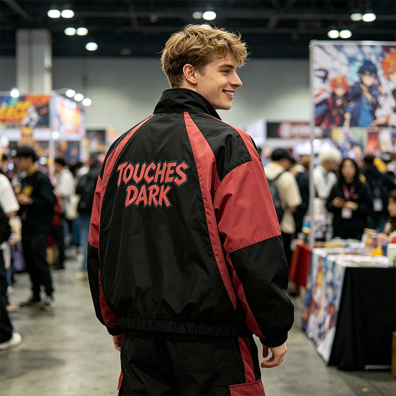 Patchwork Screen Print Rubber Print Anime Jacket