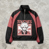 Patchwork Screen Print Rubber Print Anime Jacket | Color Block Half Zip Windbreaker | Custom Streetwear