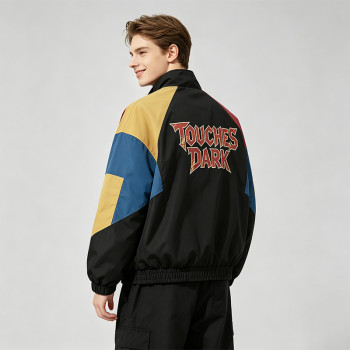 Patchwork DTG Print Anime Jacket | 100% Polyester Color Block Jacket | Clothing Manufacturer