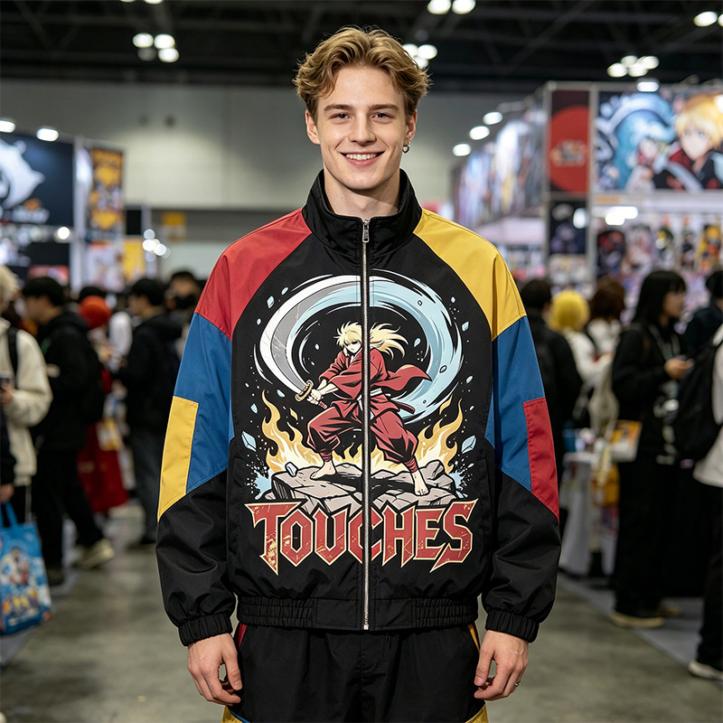 Patchwork DTG Print Anime Jacket