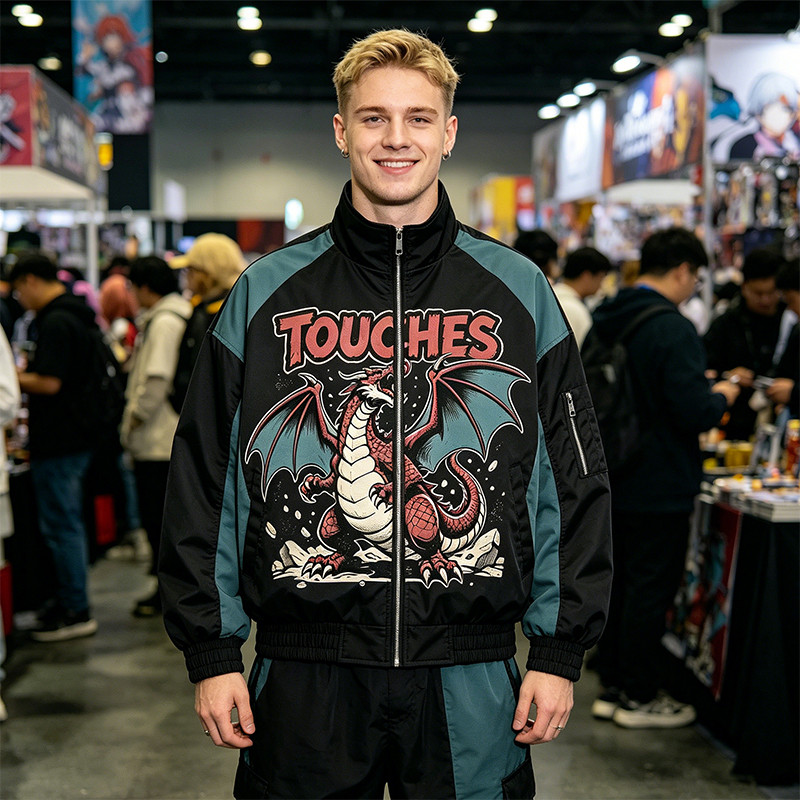 Patchwork DTG Print Dragon Graphic Jacket