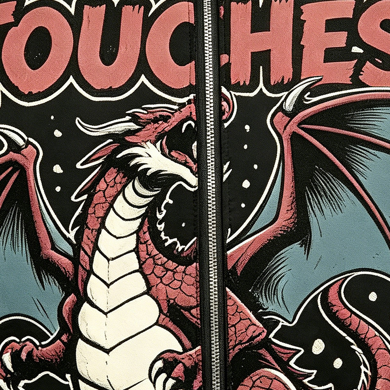 Patchwork DTG Print Dragon Graphic Jacket
