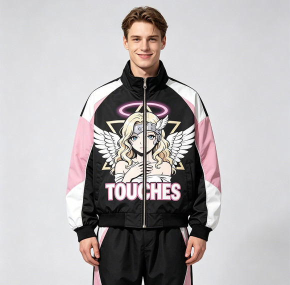 DTG Print Color Block Patchwork Jacket | Anime Graphic Bomber Jacket | Custom Streetwear Manufacturer