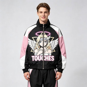 DTG Print Color Block Patchwork Jacket | Anime Graphic Bomber Jacket | Custom Streetwear Manufacturer