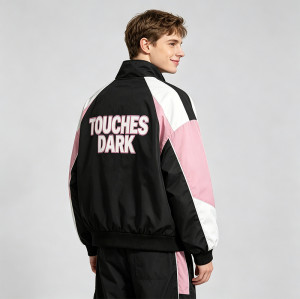 DTG Print Color Block Patchwork Jacket | Anime Graphic Bomber Jacket | Custom Streetwear Manufacturer