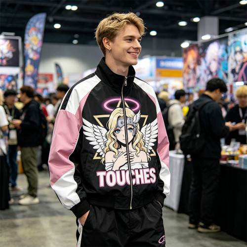 DTG Print Color Block Patchwork Jacket | Anime Graphic Bomber Jacket | Custom Streetwear Manufacturer