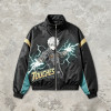 DTG Print Patchwork Anime Bomber Jacket | 100% Polyester Zip Up Streetwear | Custom Streetwear Manufacturer