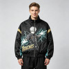 DTG Print Patchwork Anime Bomber Jacket | 100% Polyester Zip Up Streetwear | Custom Streetwear Manufacturer