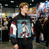 Screen Print Patchwork Anime Jacket | Color Block Zip Windbreaker | Custom Streetwear Manufacturer