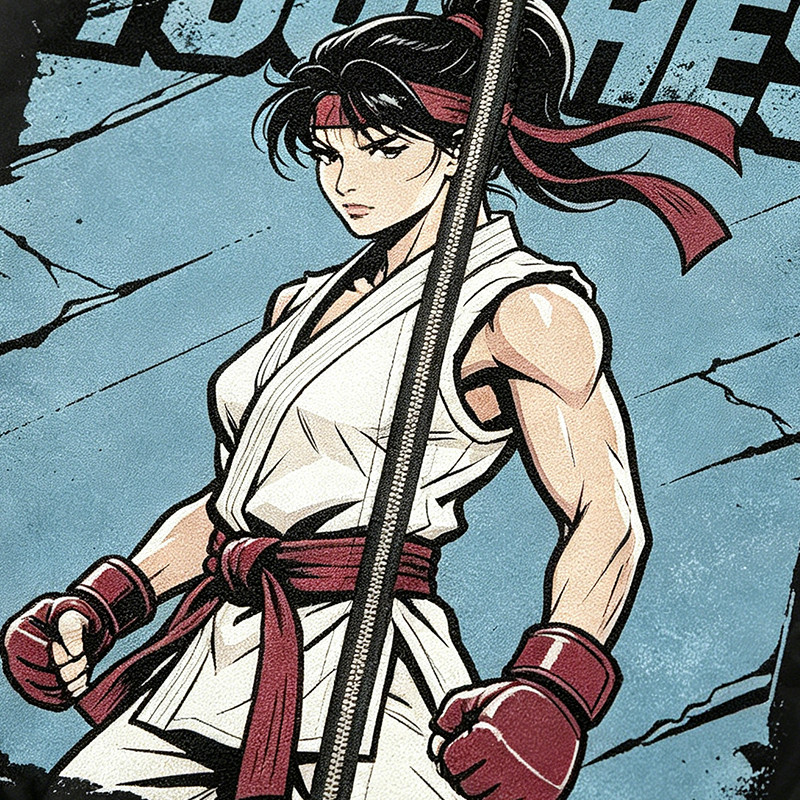Screen Print Patchwork Anime Jacket