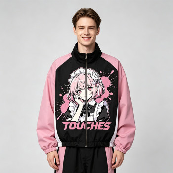 Screen Print Color Block Patchwork Jacket | Anime Graphic Jacket | Custom Streetwear Manufacturer