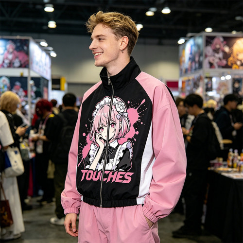 Screen Print Color Block Patchwork Jacket | Anime Graphic Jacket | Custom Streetwear Manufacturer